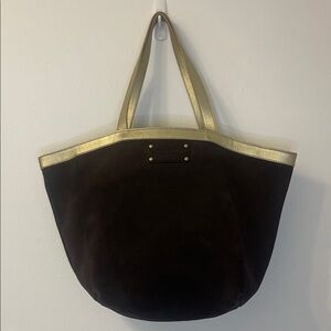 Kate Spade Suede Brown and Gold Tote EUC